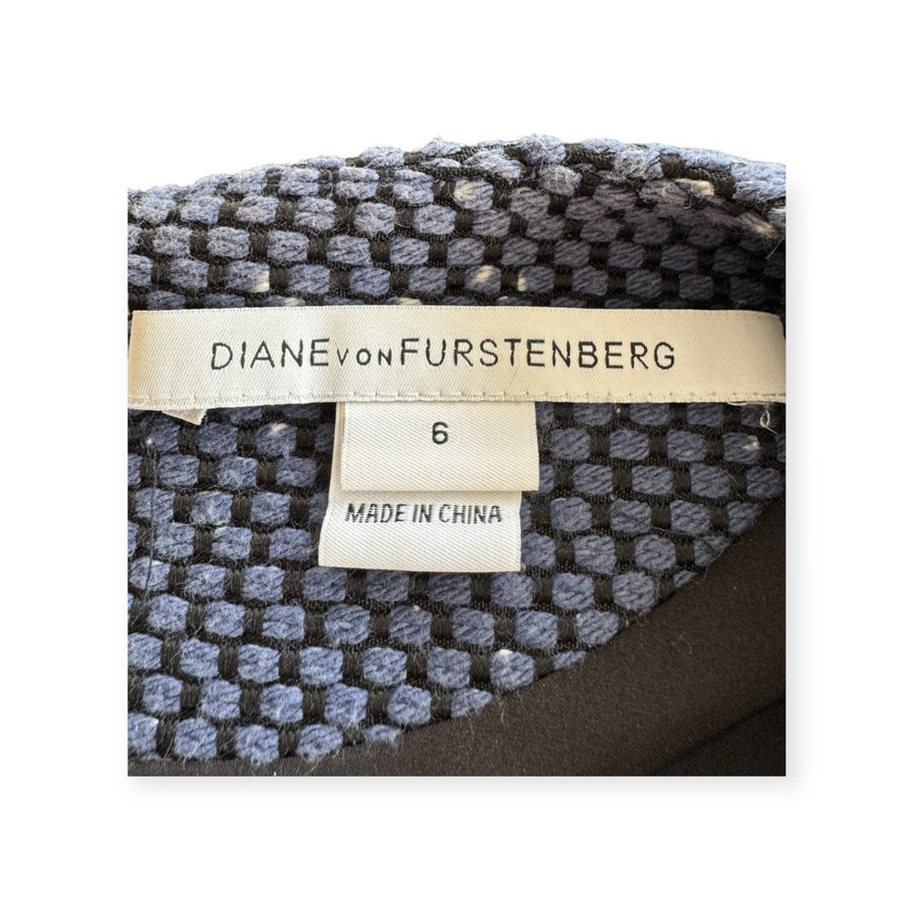 Diane Von Furstenberg DVF navy sleeveless dress w white speckles Sz 6 small - Picture 13 of 13